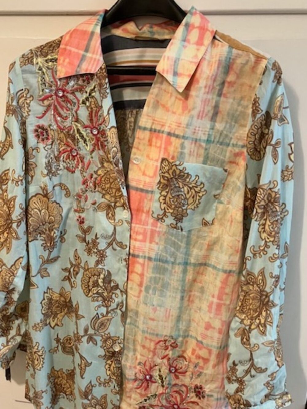 Soft Surroundings Blue Multi-design Blouse